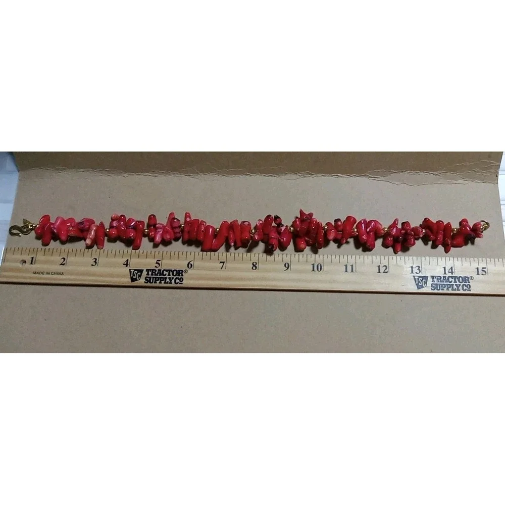 Kenneth Lane Design Vintage Red Coral‎ Natural Varied Size Stones 15
